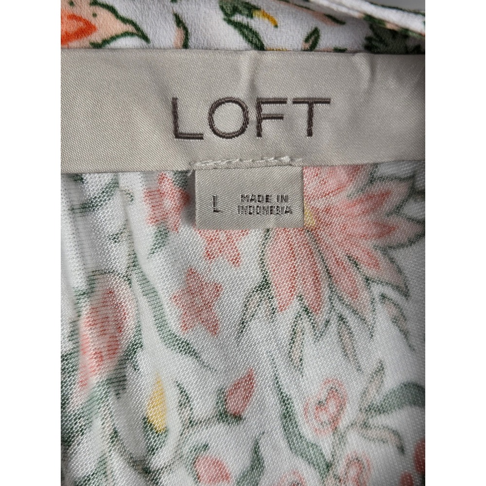 Loft Floral Boho Flutter Sleeve Flowy Peasant Top, Large - Picture 2 of 3